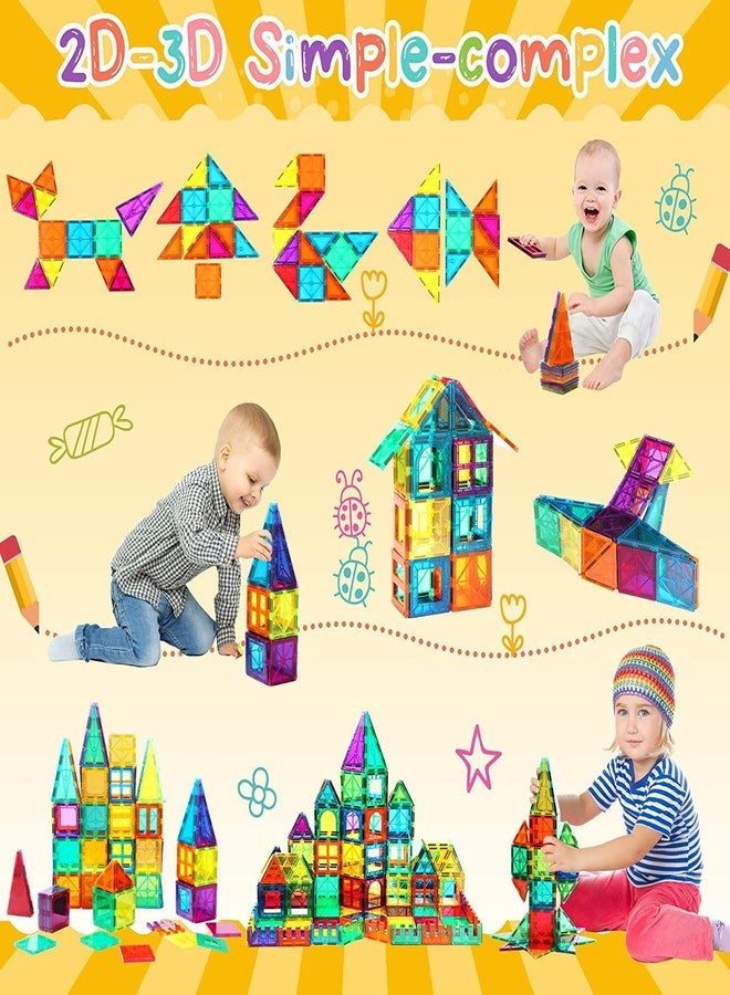 DIMAZO 100 Pieces Magnetic Tiles Magnet for Girls Boys Sensory Magnetic Blocks Building Toys for Kids Preschool Learning Montessori Toy for 3 Year Old Toddler Age 3 to 8 (Multi 100 Magnetic Tiles) - Image 4